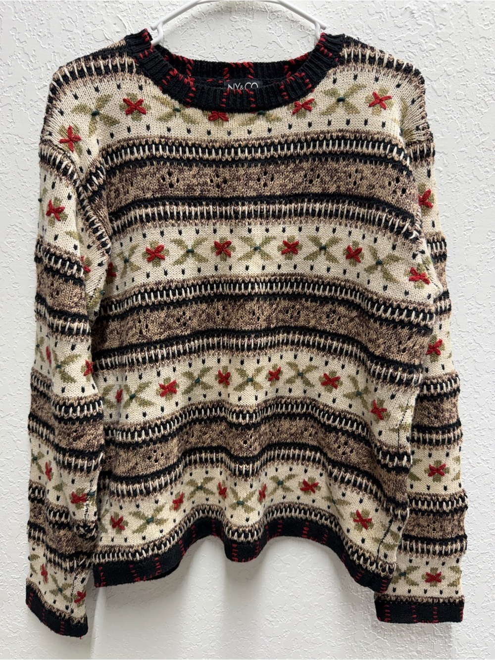 Christmas grandpa sweater fair isle cotton ramie fisherman holiday knit large